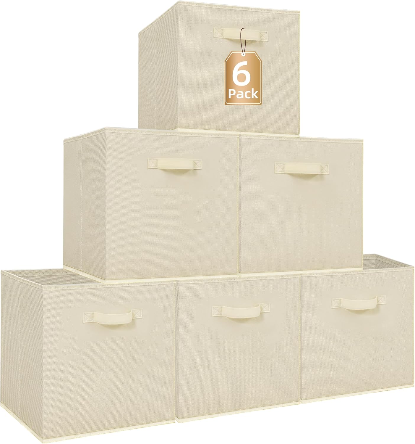 STORAGE MANIAC Storage Cubes, 11 Inch Durable 6 Pack Fabric Foldable Collapsible Bins with Handles for Organization, Closet, Shelves, Offices, Toys, Black