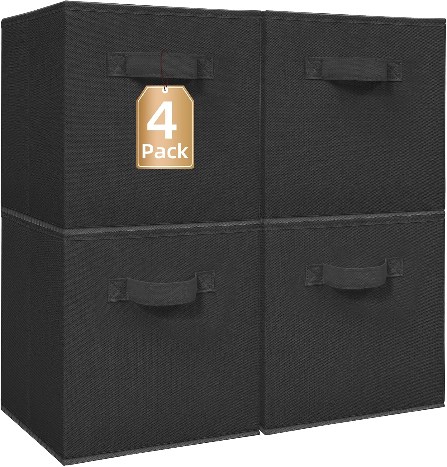 STORAGE MANIAC Storage Cubes, 11 Inch Durable 6 Pack Fabric Foldable Collapsible Bins with Handles for Organization, Closet, Shelves, Offices, Toys, Black