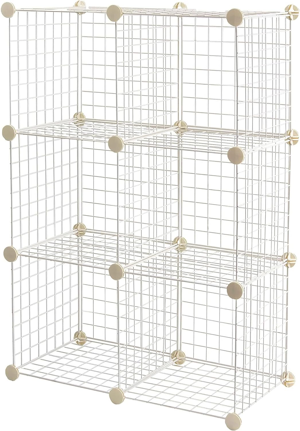 Amazon Basics Cube Wire Grid Stackable Storage Shelves, 6-Cube, 12.6"D x 26"W x 38"H, Black