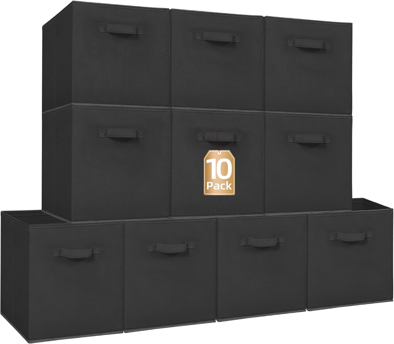 STORAGE MANIAC Storage Cubes, 11 Inch Durable 6 Pack Fabric Foldable Collapsible Bins with Handles for Organization, Closet, Shelves, Offices, Toys, Black