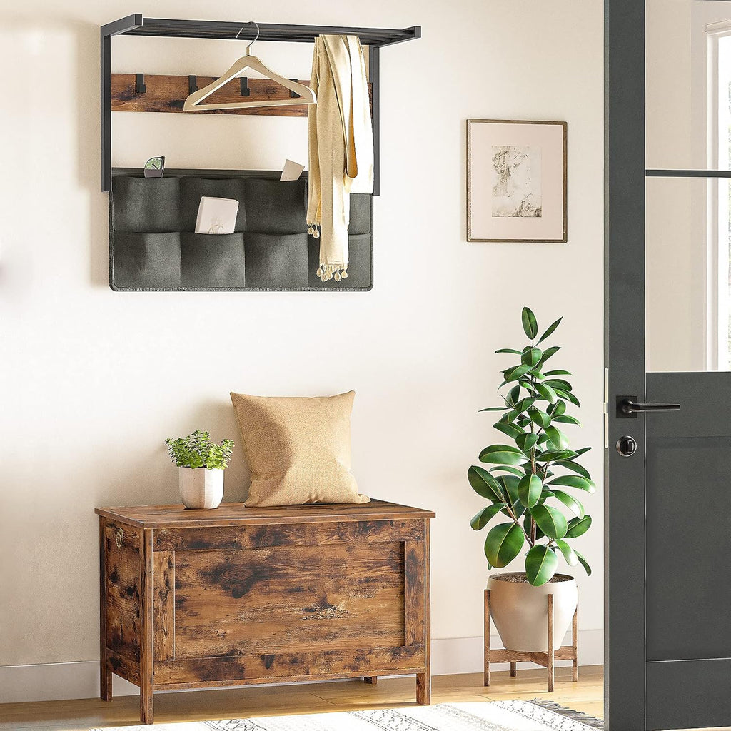 HOOBRO Toy Box, Retro Wooden Look Storage Chest with Safety Hinge, Entryway Storage Bench Supports 220 lb, 29.9 x 15.7 x 18.9 Inches Toy Chest Organizer, Easy Assembly (Rustic Brown) BF75CW01G1