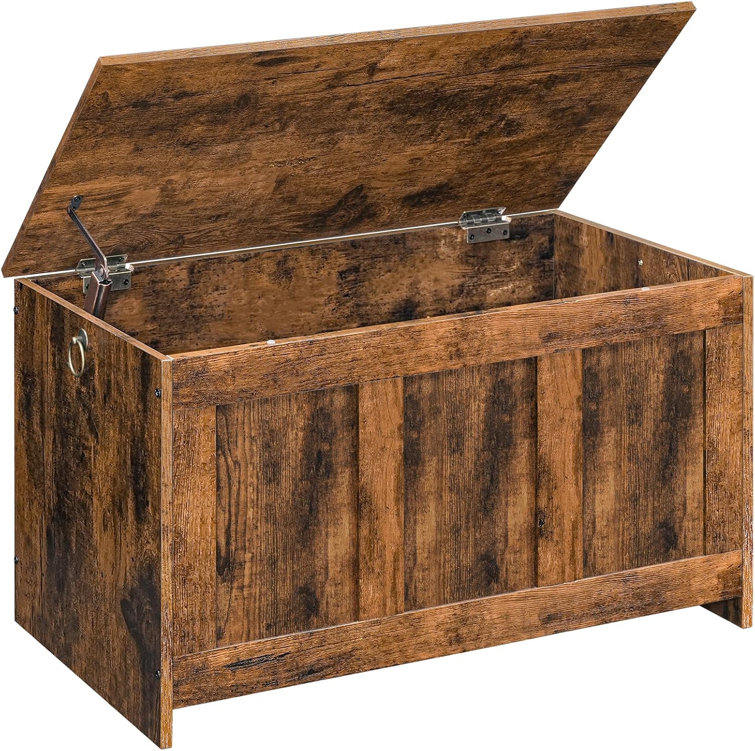 HOOBRO Storage Bench, 39.3" Retro Wooden Storage Chest, Wooden Storage Trunk, Toy Chest with Lift Top, Multifunctional Entryway Organizer, for Entryway, Living Room, Black and Walnut BH141CW01