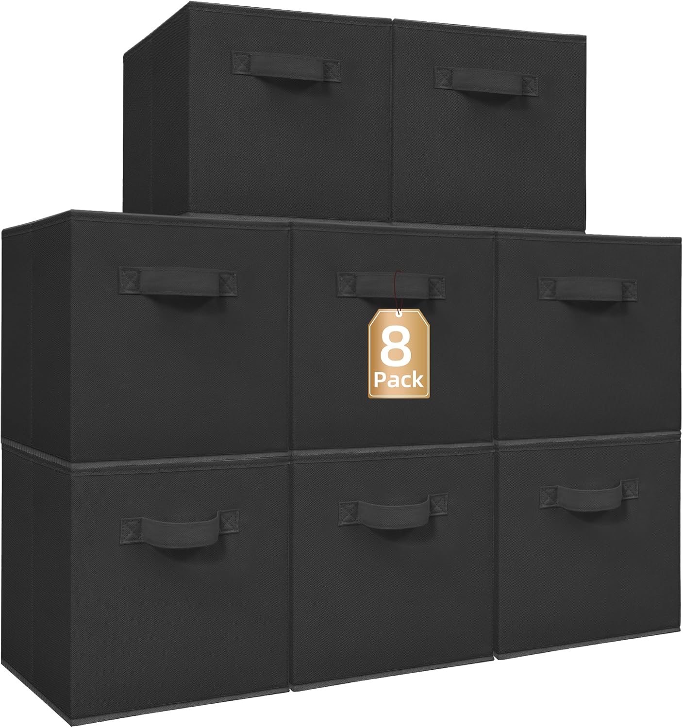 STORAGE MANIAC Storage Cubes, 11 Inch Durable 6 Pack Fabric Foldable Collapsible Bins with Handles for Organization, Closet, Shelves, Offices, Toys, Black