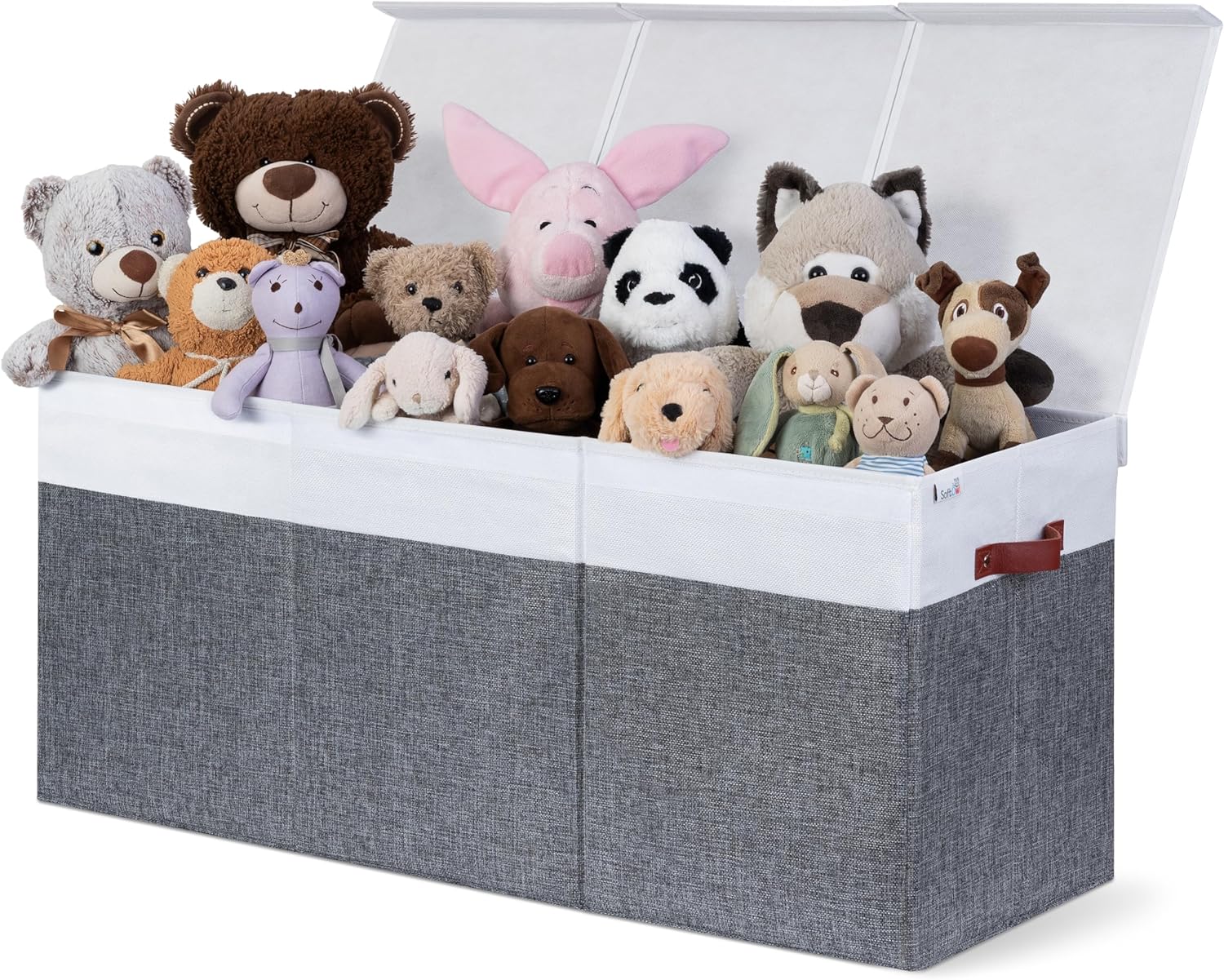 Extra Large Toy Storage Organizer with Lid - Sturdy, Collapsible Toy Chest Storage Box Design - Toys Bin with Dividers for Kids, Nursery, Bedroom, Playroom 37"x16"x14"