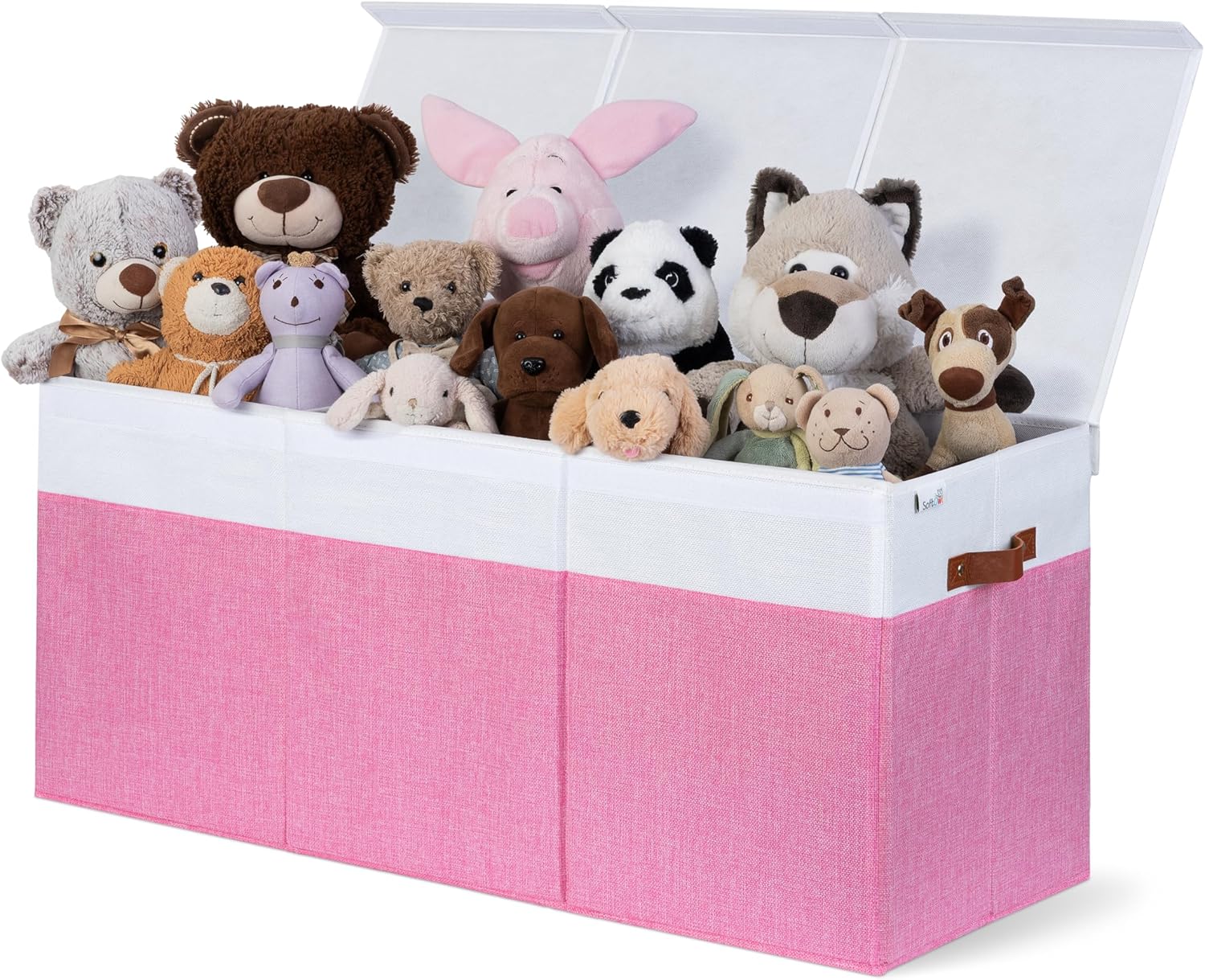 Extra Large Toy Storage Organizer with Lid - Sturdy, Collapsible Toy Chest Storage Box Design - Toys Bin with Dividers for Kids, Nursery, Bedroom, Playroom 37"x16"x14"