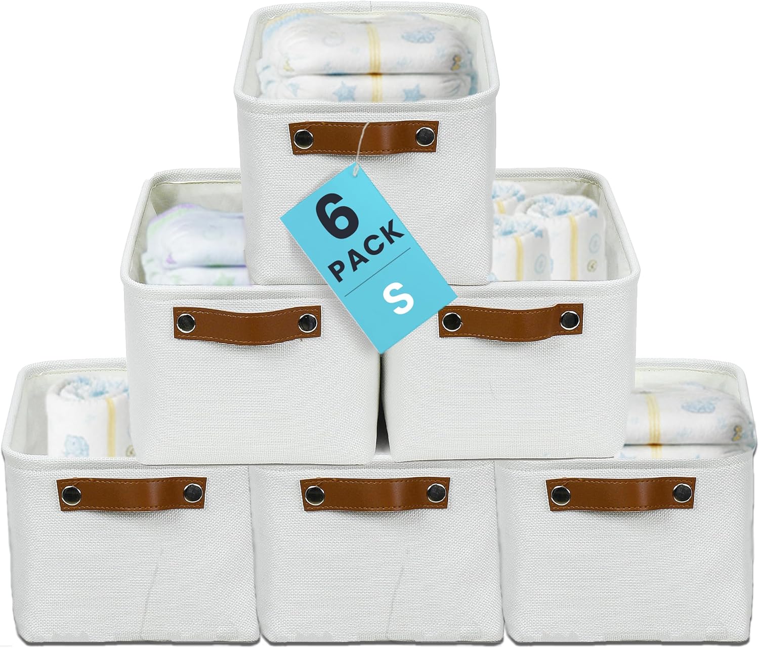 OrganiHaus Large Fabric Storage Baskets for Shelves 3 Pack, 15x11in Closet Storage Bins for Shelves, Canvas Baskets for Organizing, Linen Closet Organizers, Cloth Basket, Beige/Off-White