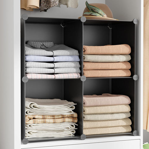 6-Cube Storage Organizer, Closet Organizer Storage Cabinet Shelf Bookcase Bookshelf with Metal Hammer, Storage Cubes Organizer Cabinet for Kids, Closet, Bedroom, Bathroom(11.8x11.8x11.8 inch)Black